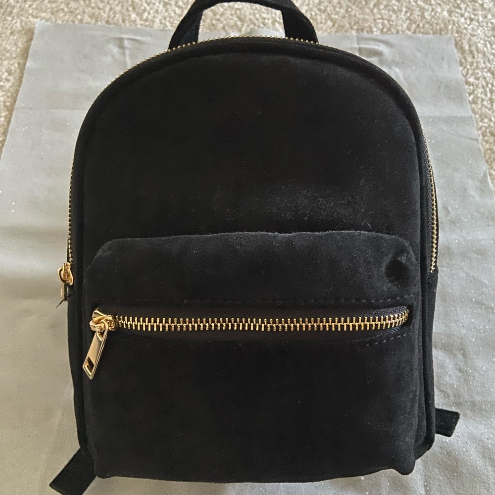 Forever 21 Velvet Black Mini Backpack